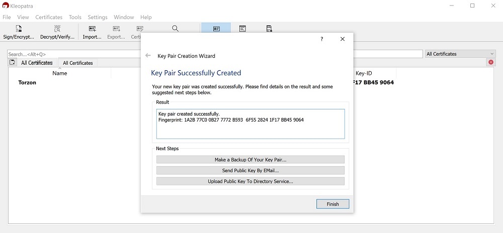 Key generation success